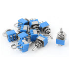 10Pcs AC 125V 6A ON-OFF-ON DPDT Latching Mini Toggle Switch Blue 6mm