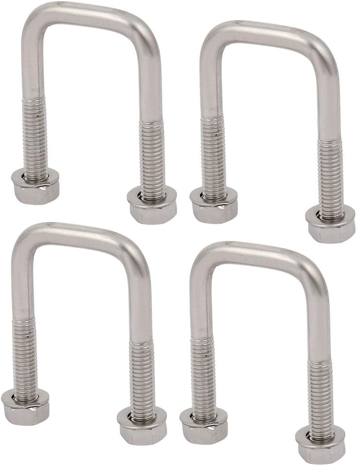 4pcs M6 25mm Inner Width 304 Stainless Steel Square U Bolt w Hex Nut Washer