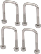 4pcs M6 25mm Inner Width 304 Stainless Steel Square U Bolt w Hex Nut Washer