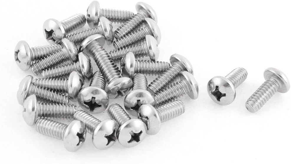 20mm Long 1/4x20x5/8" Phillips Cross Head Screws Bolts 25 Pcs