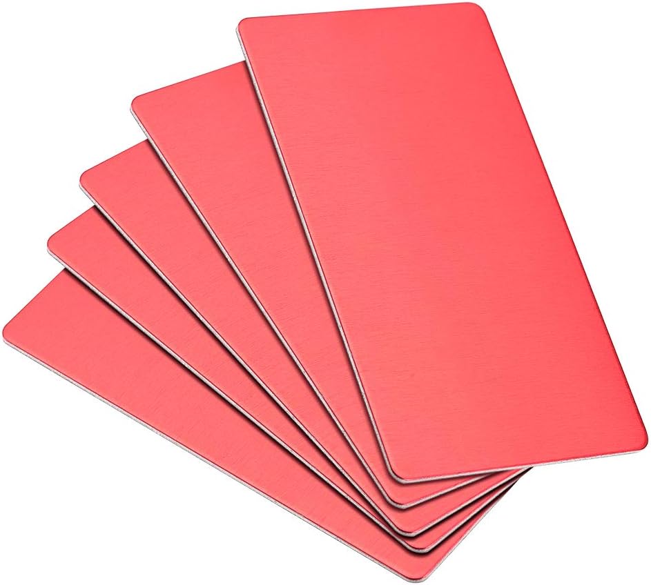 Blank Metal Business Card 80x40x1mm Anodized Aluminum Plate for DIY Laser Printing Red 5 Pcs