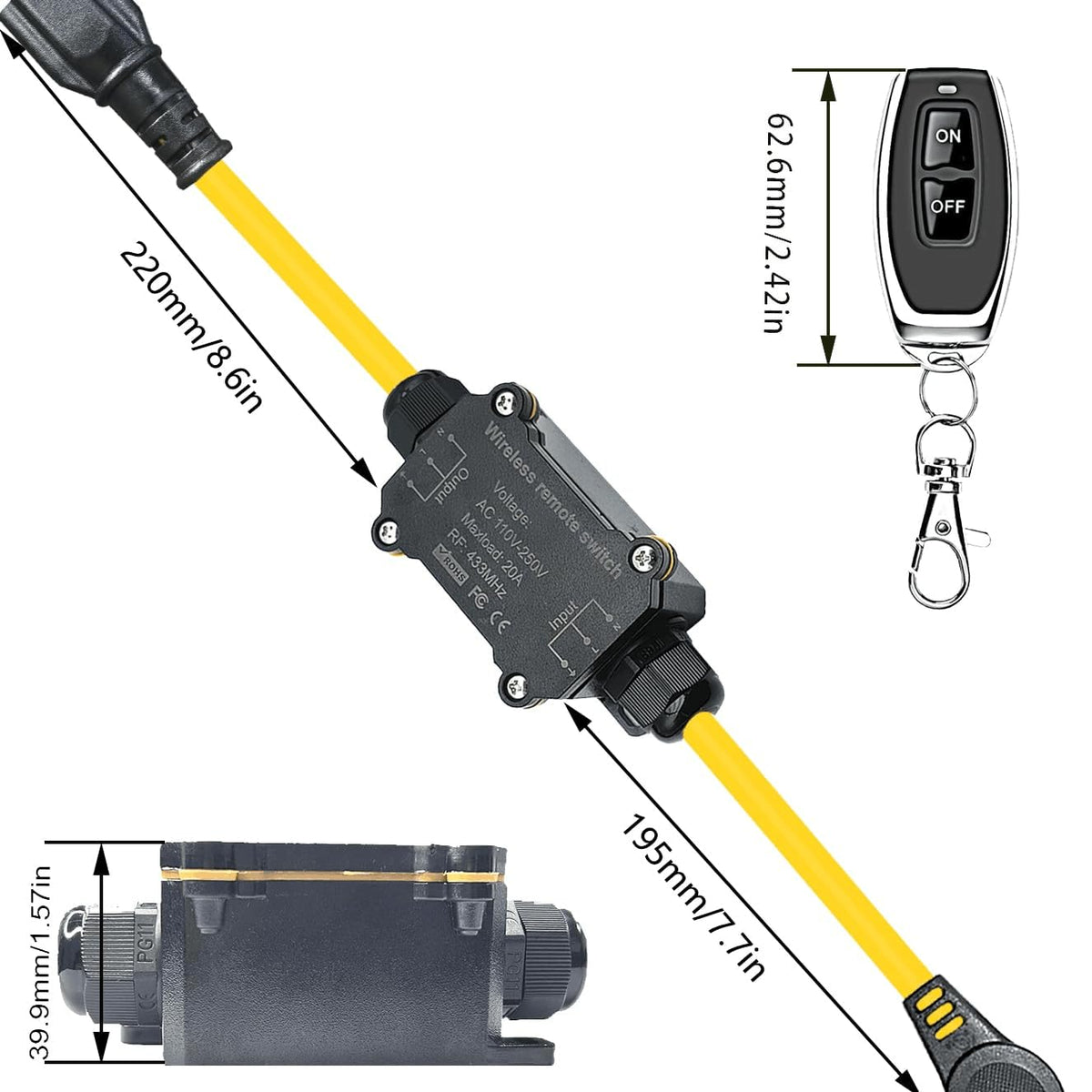 링크메이저 AC110V-250V-20A 야외 무선 리모트 컨트롤 플러그