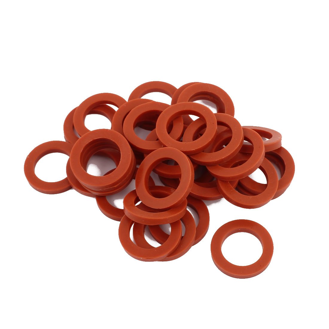 30pcs 24mm x 16mm x 3mm Silicone O Ring Seal Gaskets Red for Pipe Tube Hose