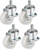 2 Inch Swivel Caster Wheels PP 360 Degree Threaded Stem Caster Wheel with Brake M8 x 15mm, 198lb Total Load Capacity, Pack of 4