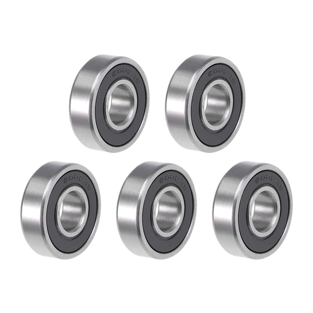 6000-2RS Deep Groove Ball Bearing 10x26x8mm Double Sealed ABEC-3 Bearings 5-Pack