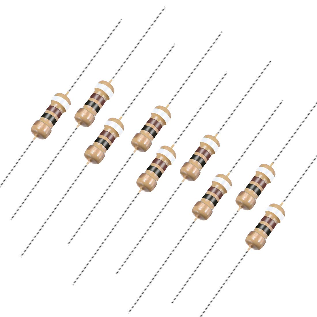 100Pcs 91 Ohm Resistor, 1/4W 5% Tolerance Carbon Film Resistors, 4 Bands for DIY Electronic Projects and Experiments