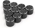 10Pcs 6mm Knurled Shaft Insert Dia Aluminum Alloy Potentiometer Control Knobs Black 23 x 17mm