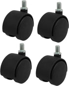 M10 Thread 2-inch Diameter Nylon Wheel Rotary Caster Roller Black 4pcs