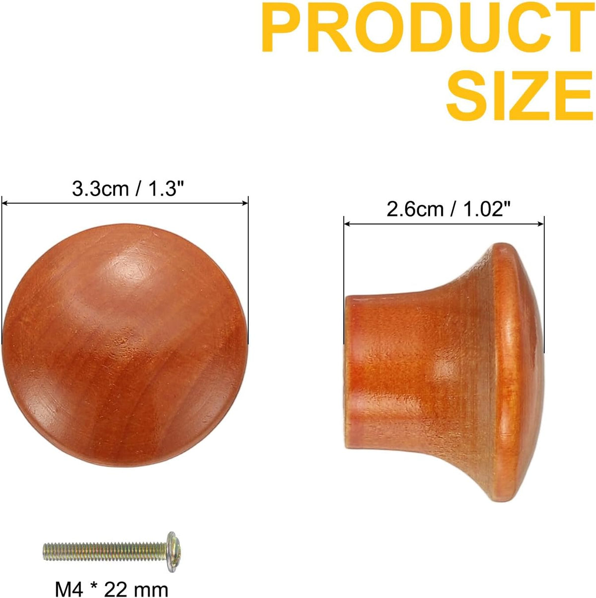 6Pcs Gavetas de Chave, Puxadores de Guarda-Roupa Redondos, Gavetas Decorativas com Parafuso M4 x 22mm para Gabinete de Guarda-Roupa, Marrom