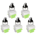 5pcs Latching Lock 3 Positions Quick Install Durable Maintained Rotary Selector Select Switch DPST 10A 22mm Mounting Hole Dia
