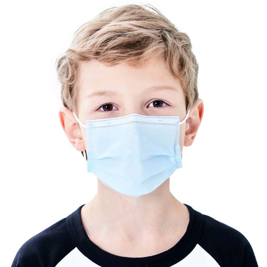 Mascherina Disponibile per Bambini 50 Confezioni 3 Strati Filtrante Età 5-12