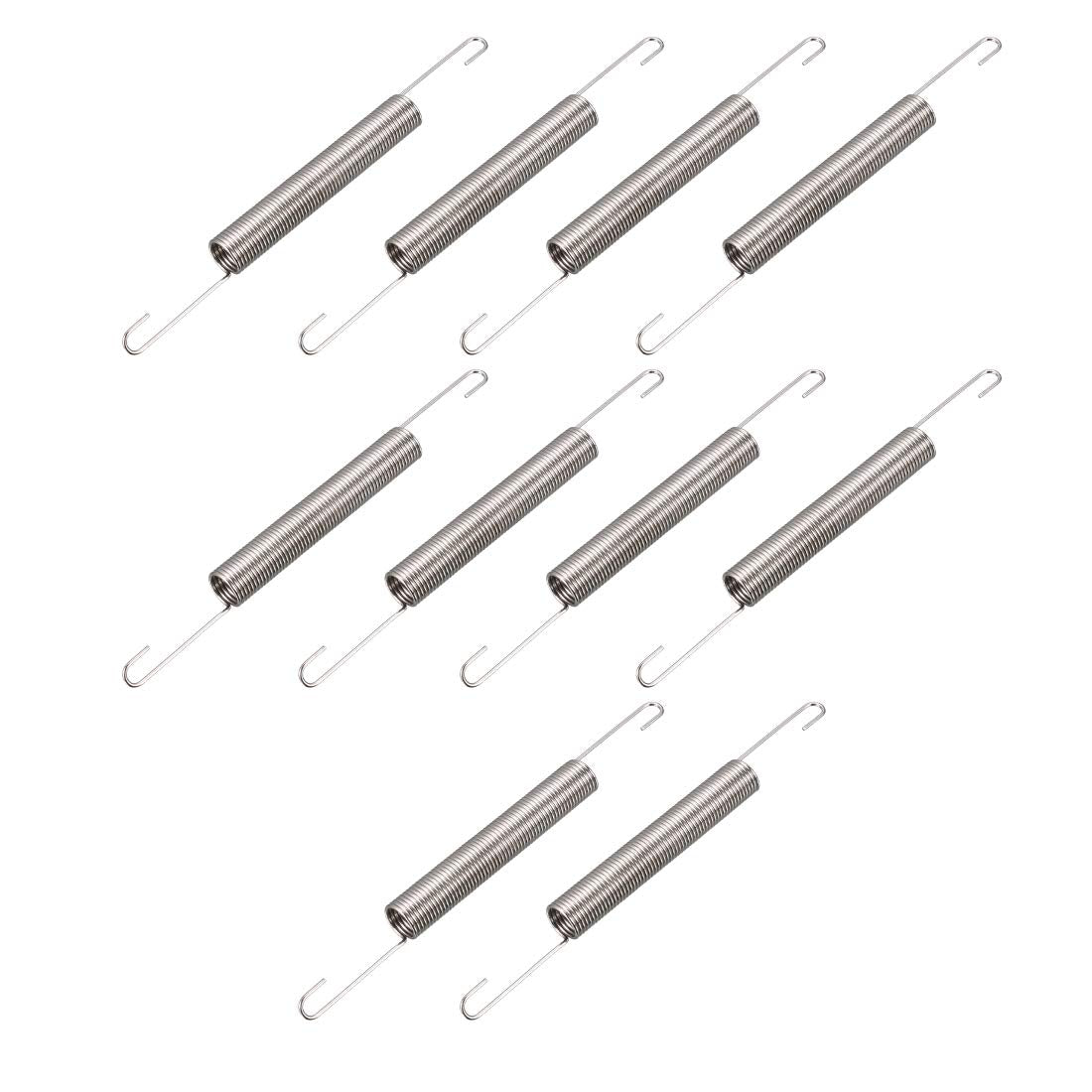 Extension Spring - 1mm Wire Dia , 10mm OD , 61mm Free Length Spring Steel Small Dual Hook Tension Spring 10pcs