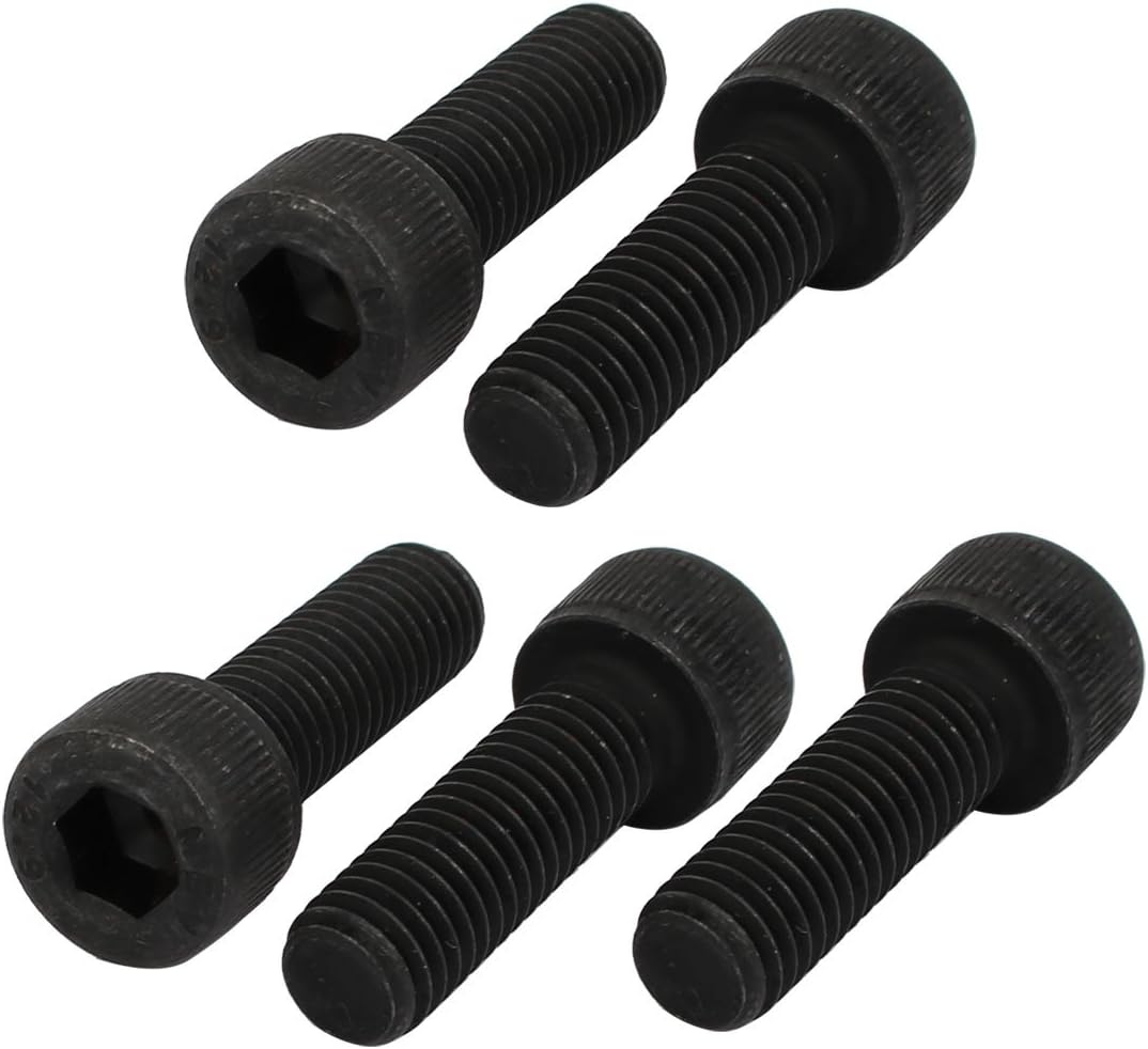 5pcs M8x25mm Fully Thread 12.9 Grade Hex Socket Cap Left Hand Screw Bolt Black