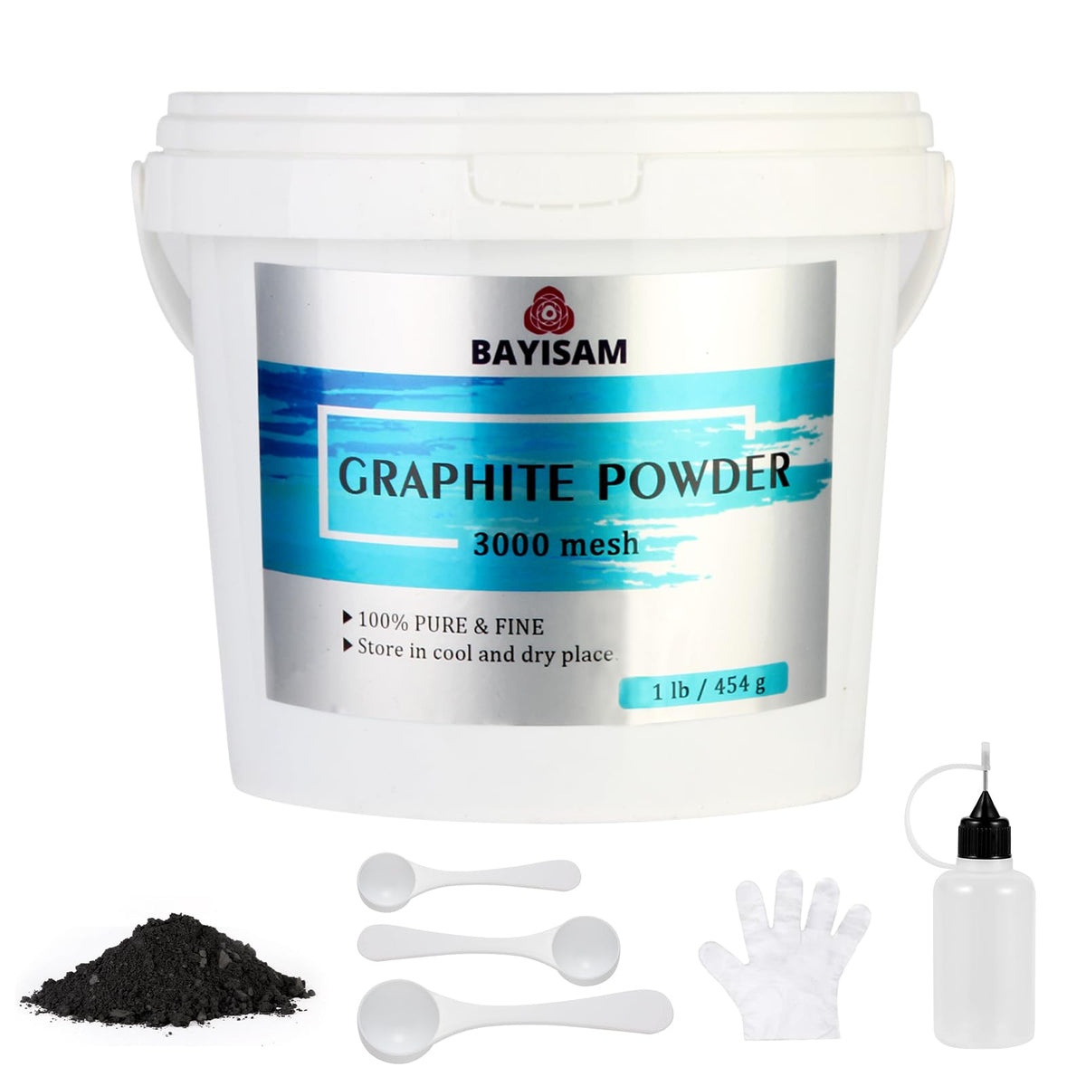 LinkMejor 1 LB Pure Graphite Powder, 3000 Mesh Microfine Powdered Graphite
