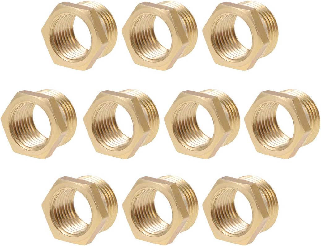 Brass Threaded Pipe Fitting G3/8 Male X G1/4 Female Hex Bushing Adapter 10pcs
