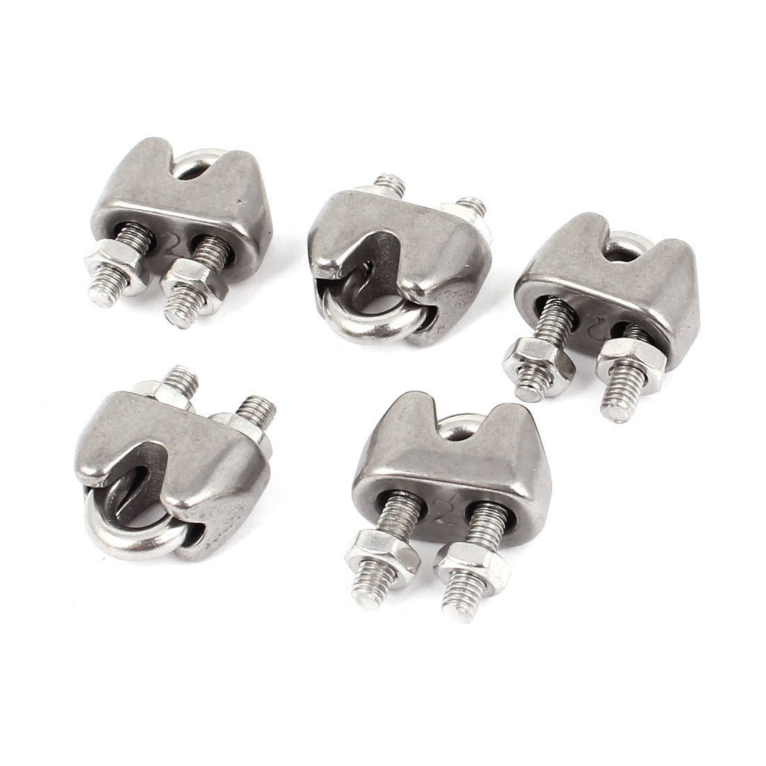 2mm Stainless Steel Wire Ropes U Design Bolt Clips Clamp 5 Pcs