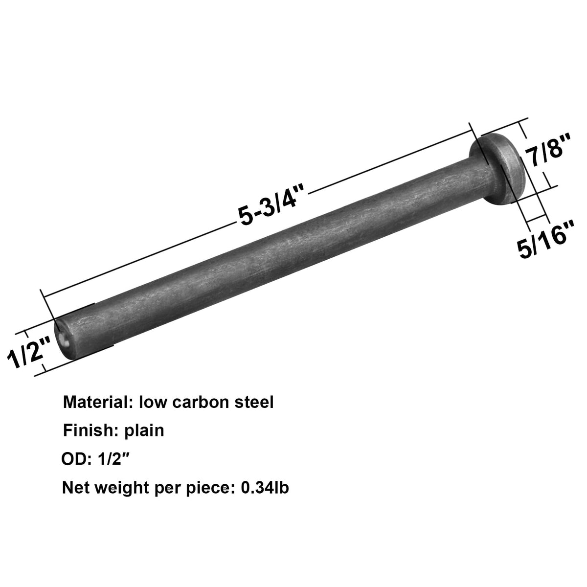 12 Pack 1/2" x 6" Headed Concrete Anchor Weld Stud for Welding