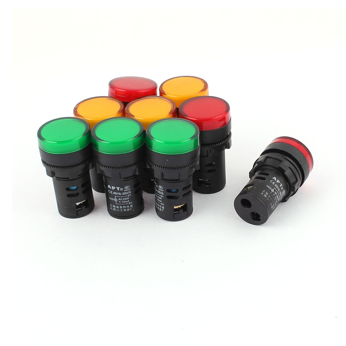 AC 220V 21mm Panel Mount LED Indicator Pilot Signal Light Lamp 9Pcs