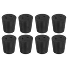 8 Pcs 2-Hole Rubber Stopper, Tapered Lab Seal Tube Stopper Plug for Test Tube Flasks Glass Containers Industry and Laboratories, 24x18x25mm Black
