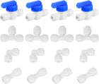 16Pcs Push to Connect Fittings Kit, 1/4" OD x 1/4" OD Air Hose Fittings Tube&Hose&Pipe Quick Connect Fitting (Ball Valve + Straight Coupling + Elbow Union + Tee Union) (6-6mm)