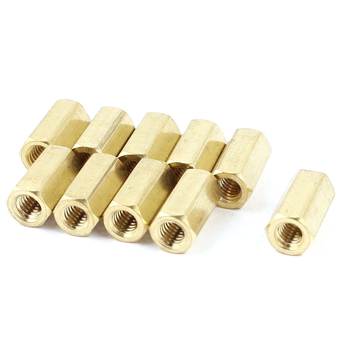 M4 x 12mm Female/Female Thread Brass Hex Standoff Spacer 10pcs