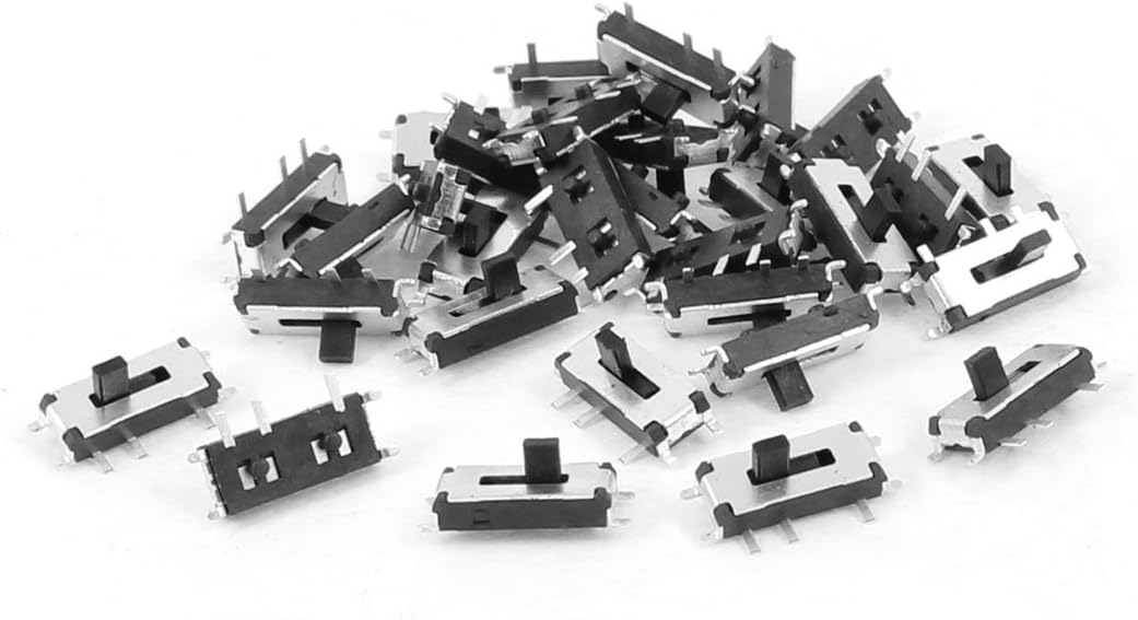 30 Pcs On/Off 2 Position 7 Pin 1P2T SPDT Vertical Surface Mounted Devices SMT Slide Switch