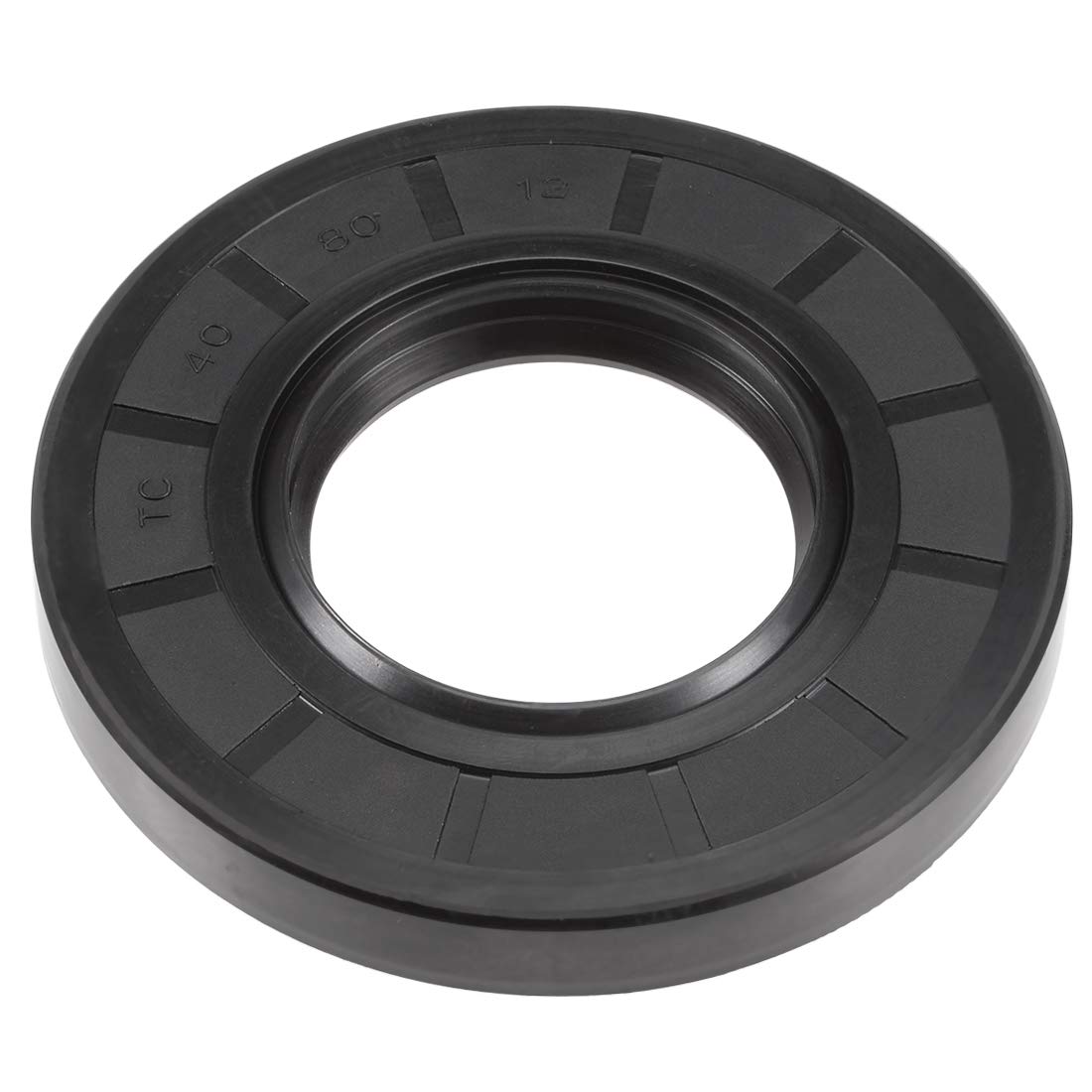 Oil Seal, TC 40mm x 80mm x 12mm Nitrile Rubber Cover Double Lip with Spring for Bearing Shaft, Black Pack of 1