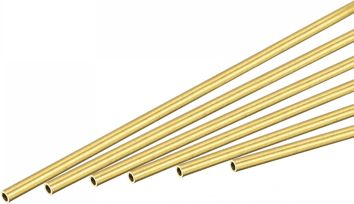Brass Round Tube 1.6mm OD 0.2mm Wall Thickness 300mm Length Pipe Tubing 6 Pcs