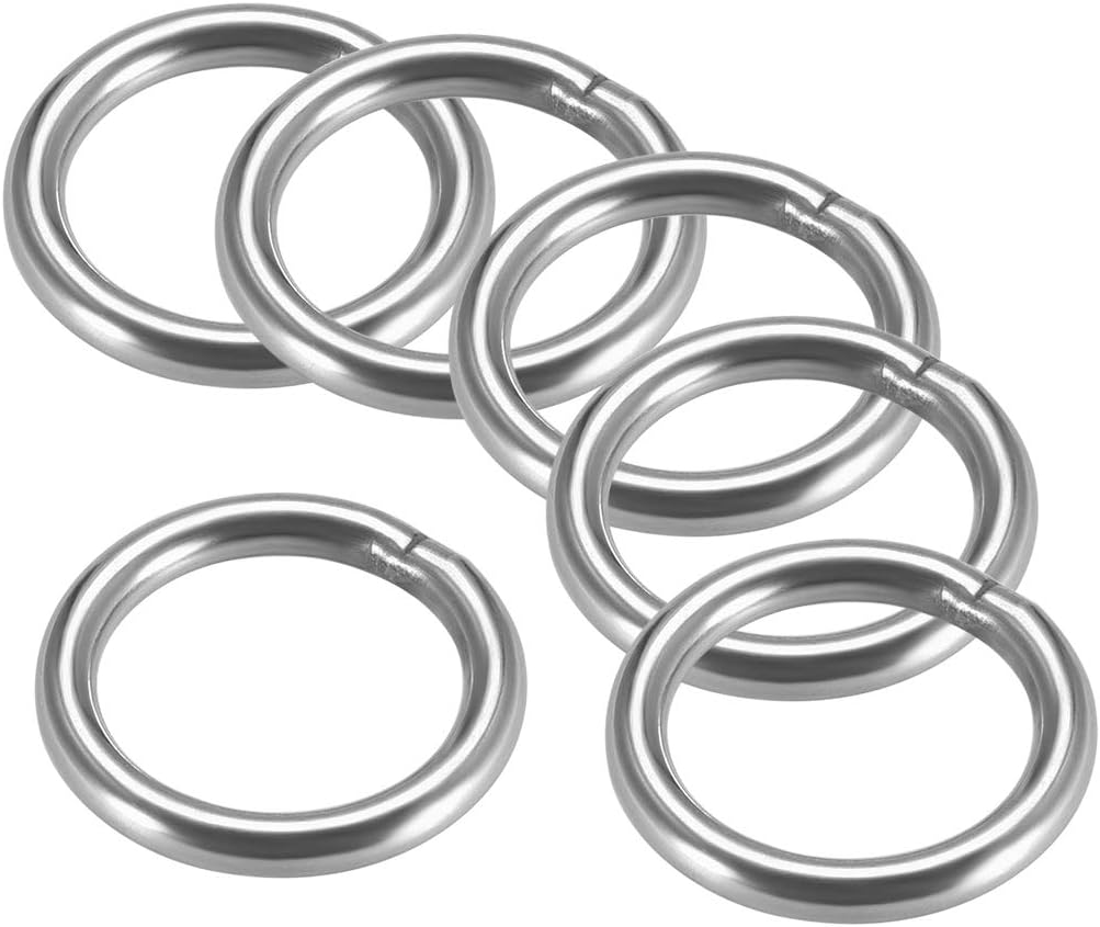201 Stainless Steel O Ring 30mm(1.18") Outer Diameter 4mm Thickness Strapping Welded Round Rings 6pcs