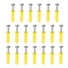 6 x 26mm Plastic Expansion Tube for Drywall with Screws, Yellow 20pcs