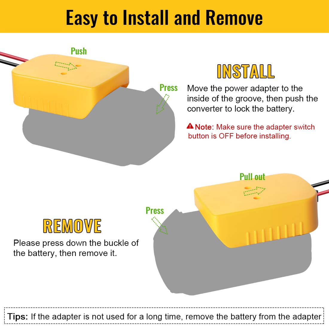 Adaptador de Rueda de Potencia Compatible con Kit de Conversor de Batería Dewalt 20V
