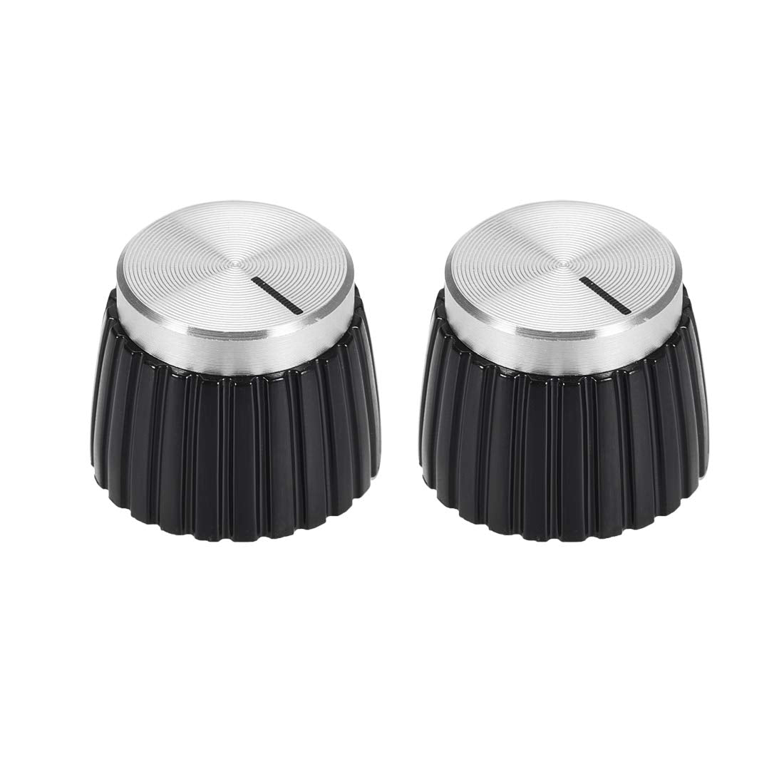 2pcs Potentiometer Knob Style Amplifier Replacement Knob Black with Silver Tone Cap Volume Control Knob