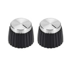 2pcs Potentiometer Knob Style Amplifier Replacement Knob Black with Silver Tone Cap Volume Control Knob