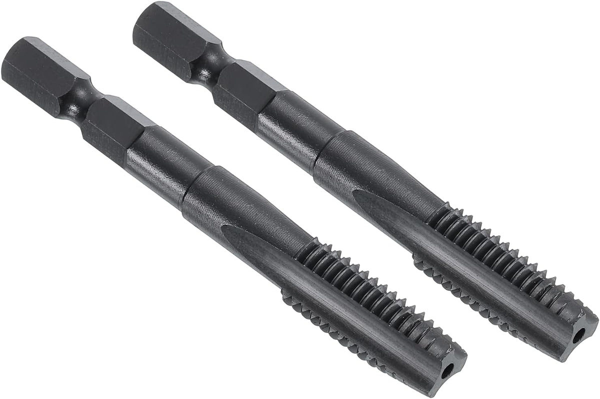 2pcs Straight Flute Thread Tap, M10 x 1.5 Metric Thread 1/4" Hex Shank Screw Threading Tapping Tool Thread Milling Machine Taps, High-Speed Steel 6542 (HSS 6542)