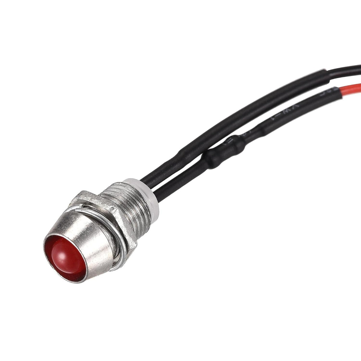 LED Indicator Light AC/DC 12V 8mm Panel Mount Red LED Signal Lamp Metal Shell 2Pcs