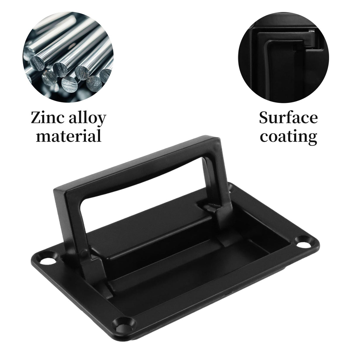 LinkMejor Recessed Pull Handles Hatches Pull Handle with Mount Screws Black Toolbox Recessed Flush Pull Handle for Deck Hatch