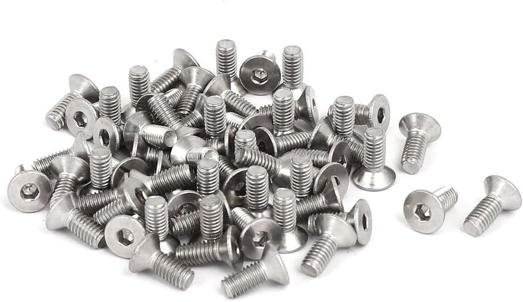 M4x10mm 304 Stainless Steel Flat Head Hex Socket Screws Fasteners DIN7991 60pcs