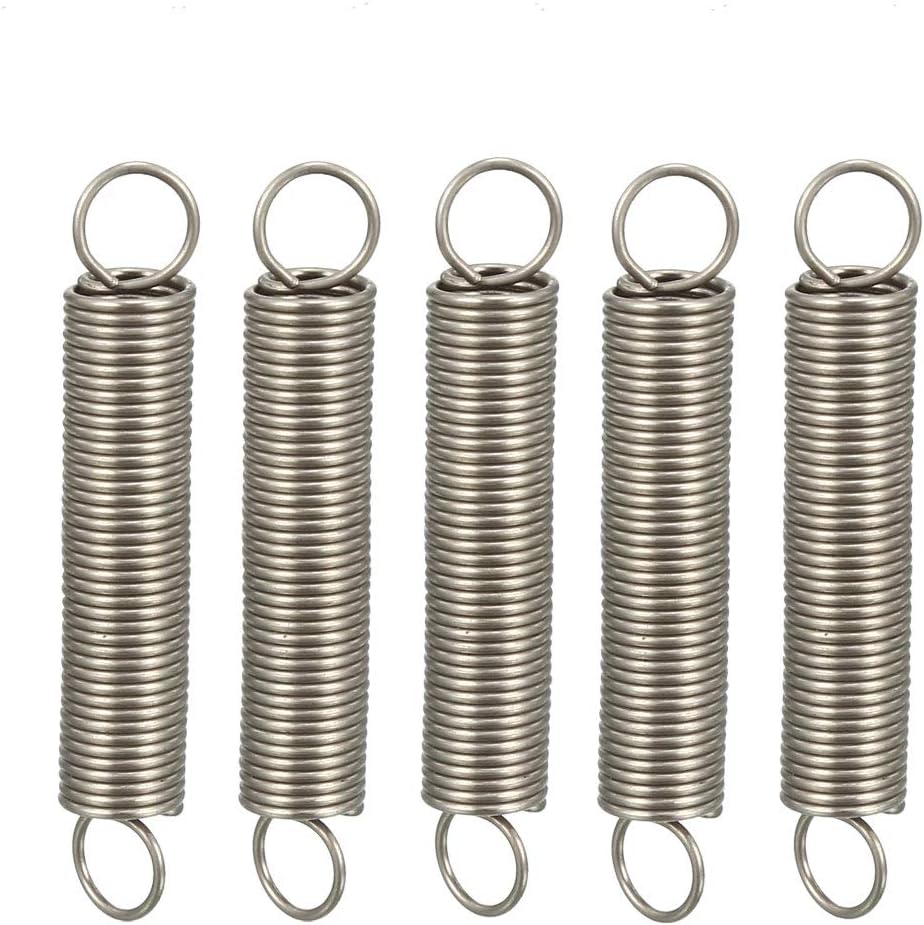 Extended Tension Spring Wire Diameter 0.02", OD 0.2", Free Length 1.18" Stainless Steel Small Dual Hook Tension Spring for Machinery Construction Industrial 5pcs