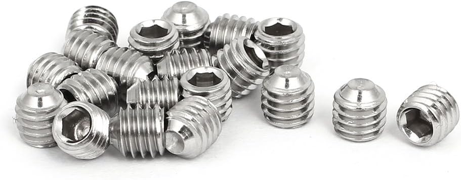 M6x6mm 316 Stainless Steel Hex Socket Cup Point Grub Set Screws 20pcs