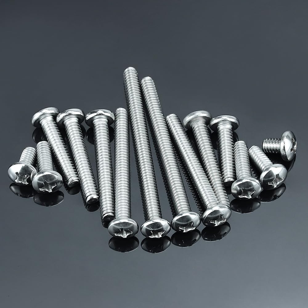 #10-24 x 2 Stainless Pan Head Machine Screws 25 Pcs, 18-8 (304) Stainless Steel Phillips Drive Pan Head, Full Thread, Bright Finish, No Coating, LinkMejor (with Double End Screwdriver Bit)