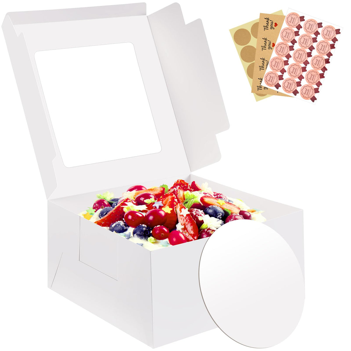 LinkMejor 3 Pack Kagebokse, 10X10X5 Tl, Brugbare Kagebeholdere med Låg