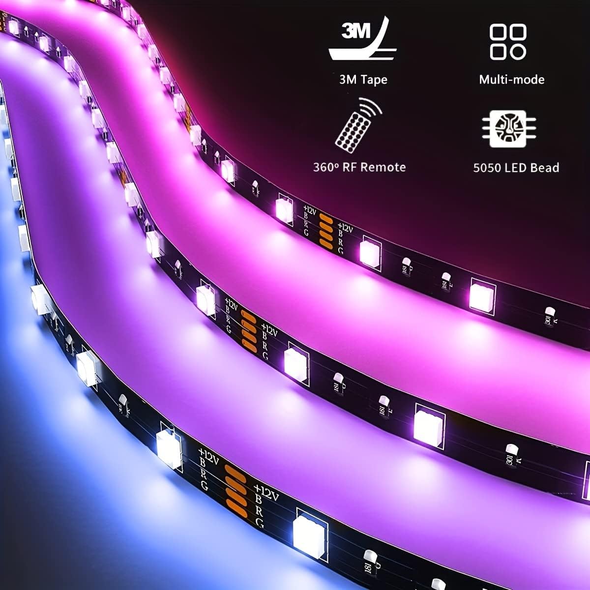 Baterijowe LED Stripy Światłowe, 20 Calowy 4 Sztabki, Bezprzewodowe RGB Światło Strips