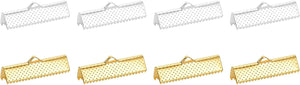50Pcs 25mm Ribbon Crimp Clamp Ends, Bookmark Pinch Crimp Ends, Fasteners Clasp Crimp Ends for Bracelet Necklace Jewelry Making, Gold/Silver