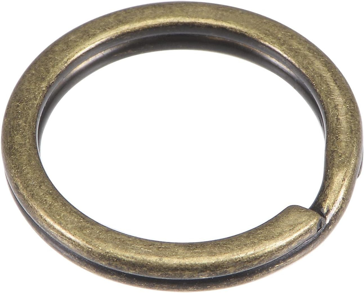 LinkMejor Split Key Ring 20mm Open Flat Jump Connector for Lanyard Zipper Handbag, Electroplated Iron, Pack of 30