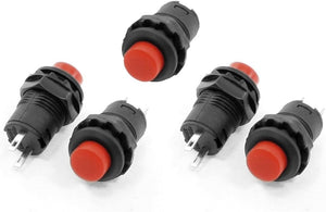 PCB Soldering Red 12mm Dia Latching Push Button AC 125V 3A 5 Pcs