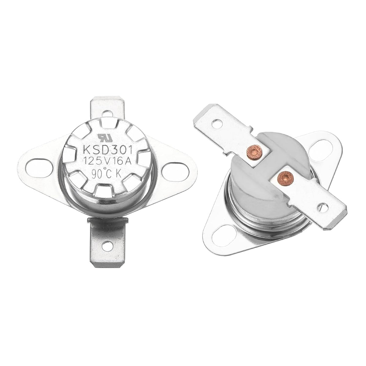 2pcs KSD301 Thermostat 90°C/194°F 16A Normally Open N.O Adjust Snap Disc Temperature Switch for Microwaves,Oven,Coffee Maker,Ceramic Material