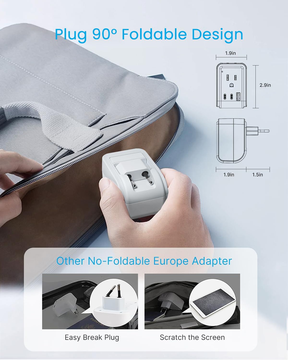 LinkMejor 2 szt. Europejski Adapter Przedłużacz do Podróży, 7 w 1 Typ C Złogi Wtyczka