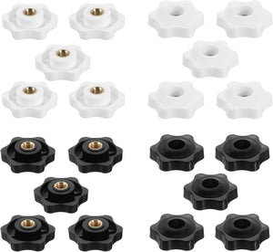 20stk Klippestjernehåndtag M6 Metrisk Kvinde Tråd 32mm 6-Punkts Stjerne Plastic Hoved Gennemhul Løse Skrue Indsat Trådet Håndtag Greb Skruet Håndtag, Sort + Hvid