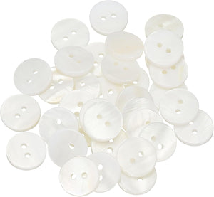 35Pcs Natural Shell Button, 2 Hole 12.5mm Round Mother of Pearl Buttons for Shirt Coats Suits Jacket Jeans Skirts DIY Sewing Crafts, White