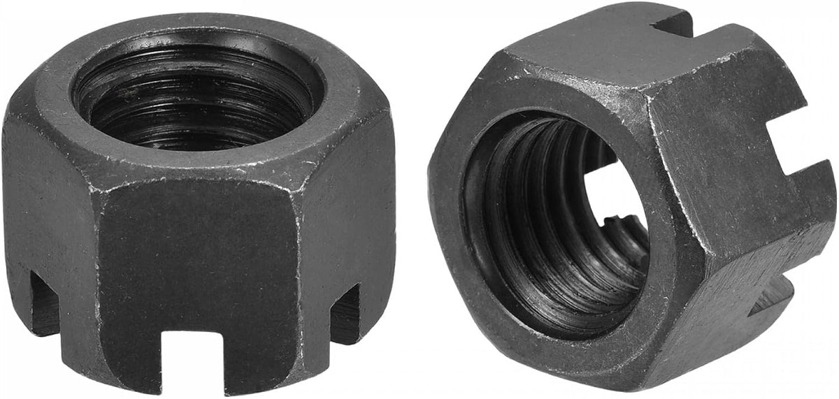 M18x2.5mm Hexagon Slotted Nut, Grade 4.8 Carbon Steel Hex Castle Nuts, Black, 5Pcs